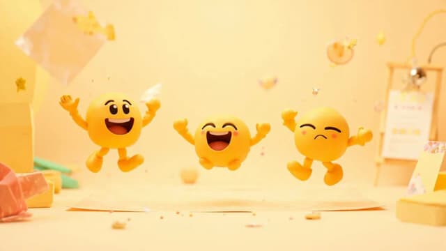 Emoji personalizado colorido mostrado en una secuencia de movimientos
