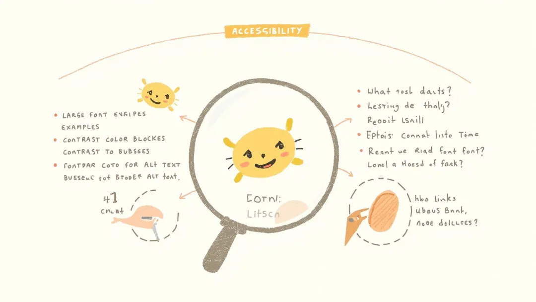 Hand-drawn infographic: emoji accessibility patterns for inclusive design