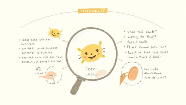 Hand-drawn infographic: emoji accessibility patterns for inclusive design
